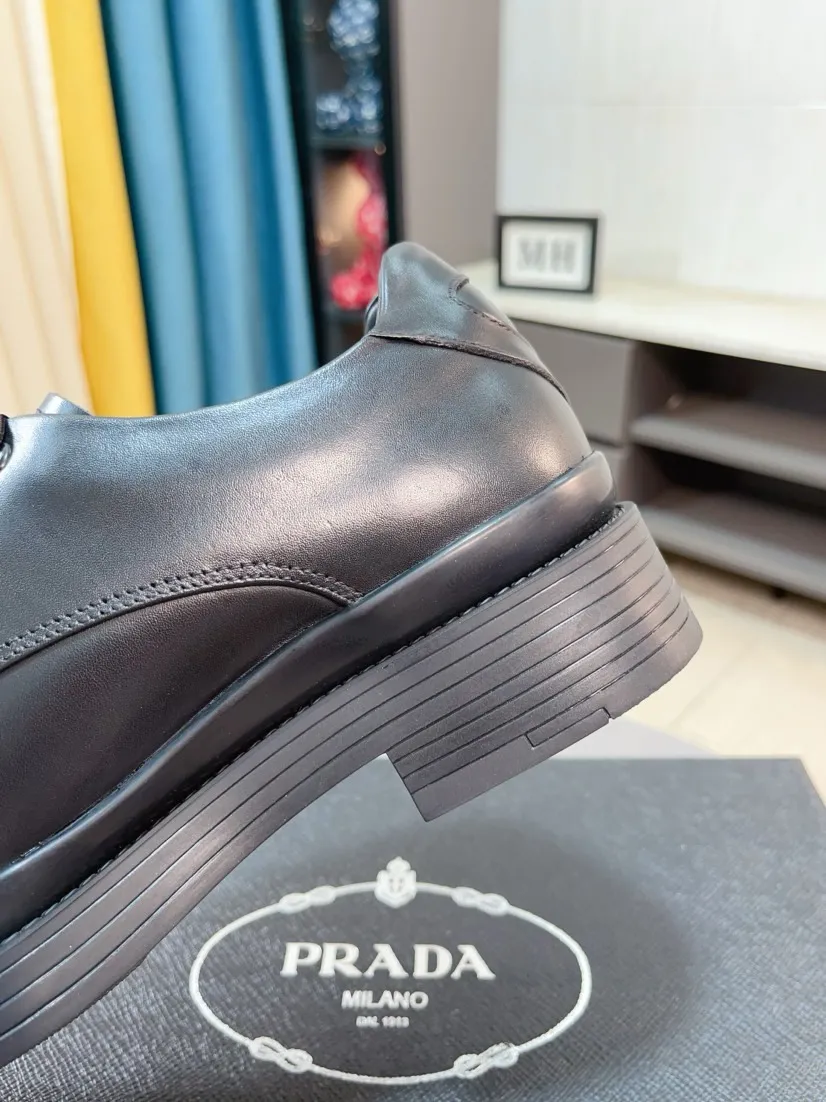 Men's shoes 💰540🌹🌹 [Men's shoes 💰pRADA Prada leather shoes] Top purchasing agent Original imported Italian custom-made open-edge beaded cowhide leather surface, ➕Fully imported water-dyed breathable cowhide lining, original factory special molded sole, super comfortable, code number: 38-44